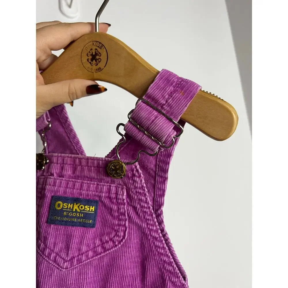 OshKosh B'Gosh Vintage Corduroy USA Overalls Purple Girls 12 Months